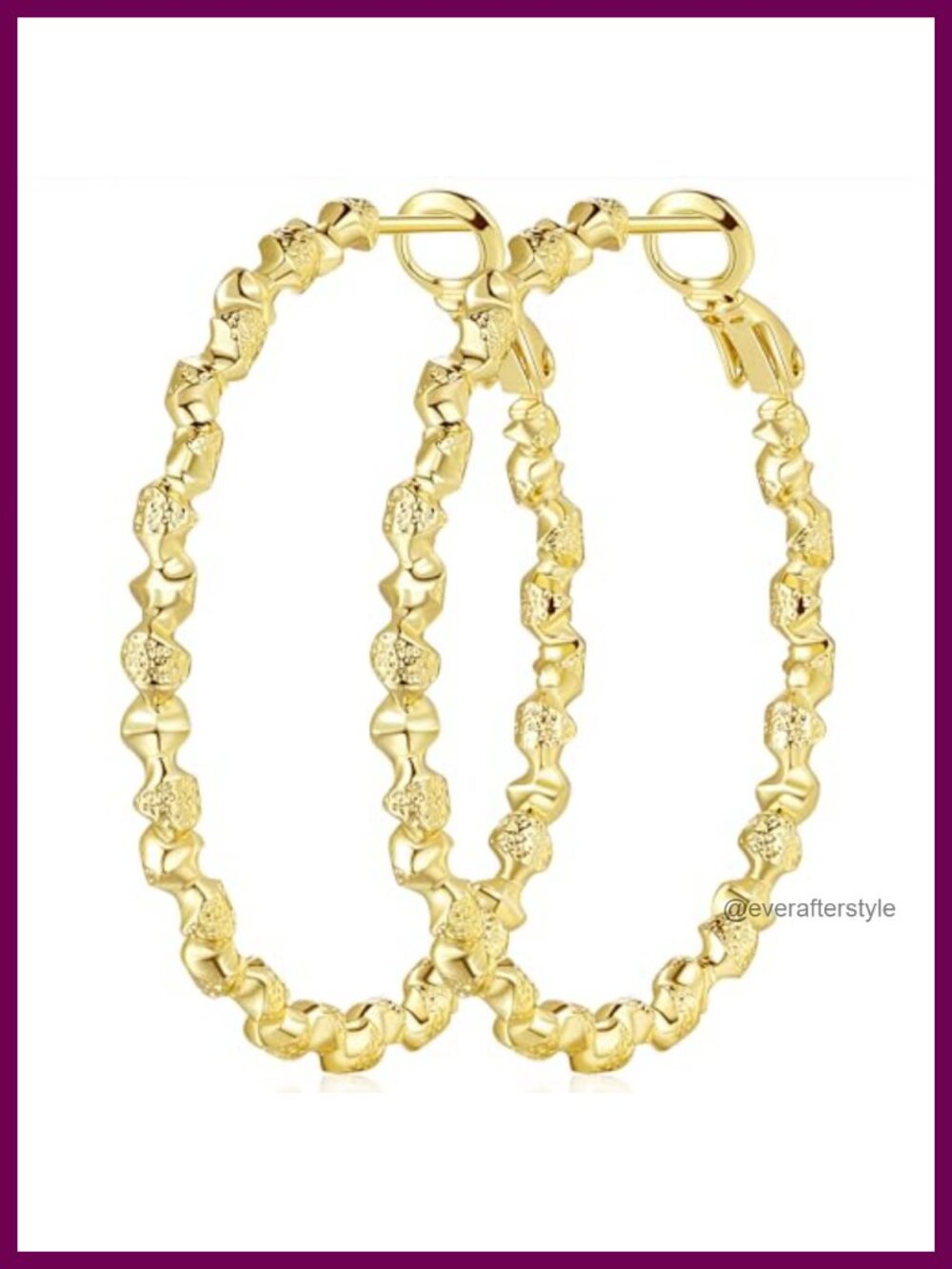 14K Gold Plated Large Twisted Hoop Earrings for Women, Paddle Back